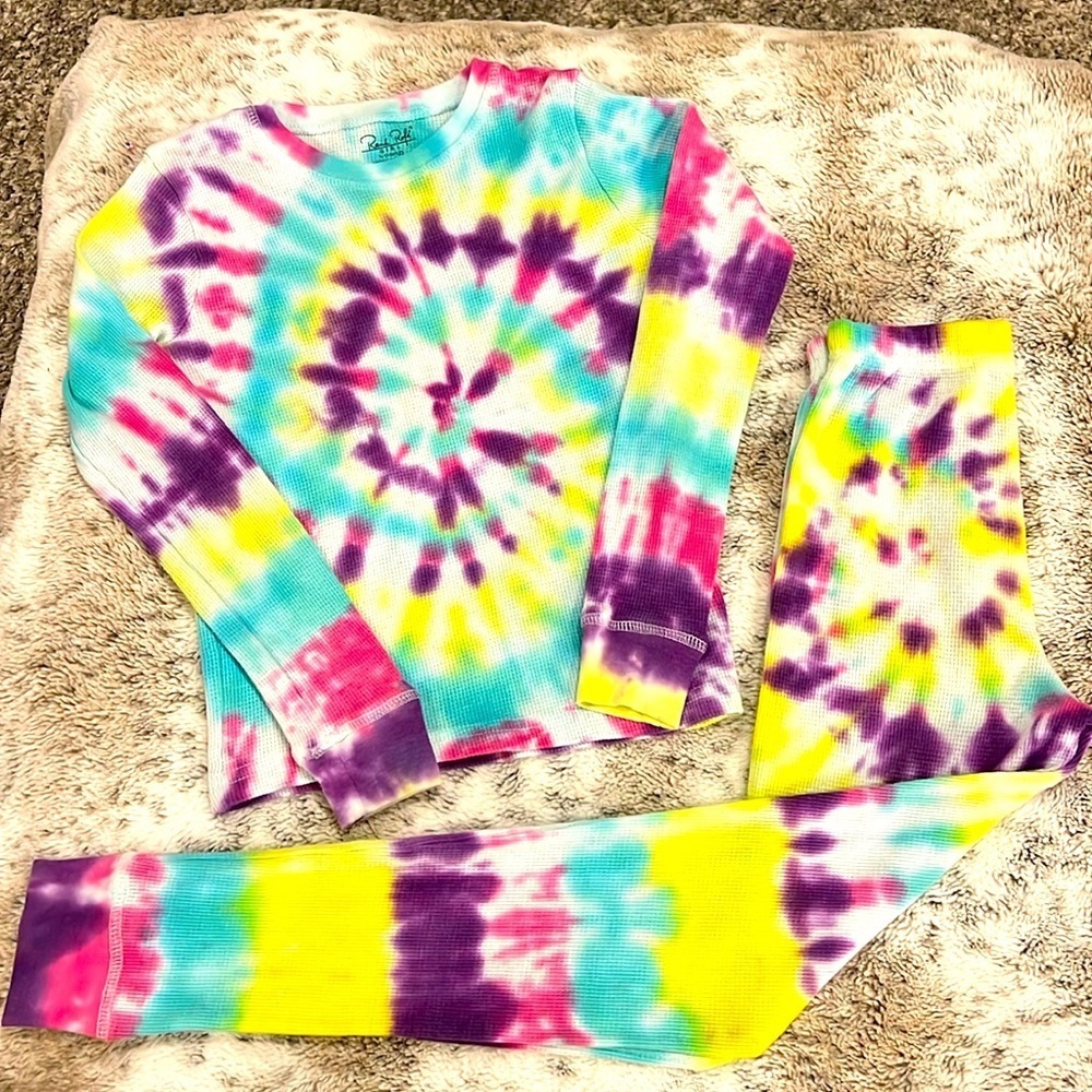 Custom Tie Dye Pajamas made w Rene Rofe brand pajama set